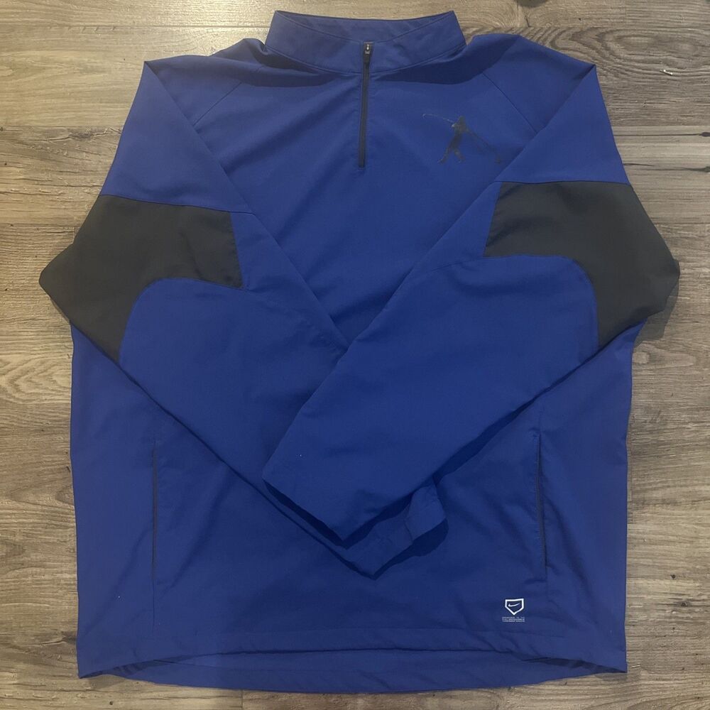 Nike Golf 3/4 Zip Activewear Blue/Black Pullover Polyester Men's Size XXL
